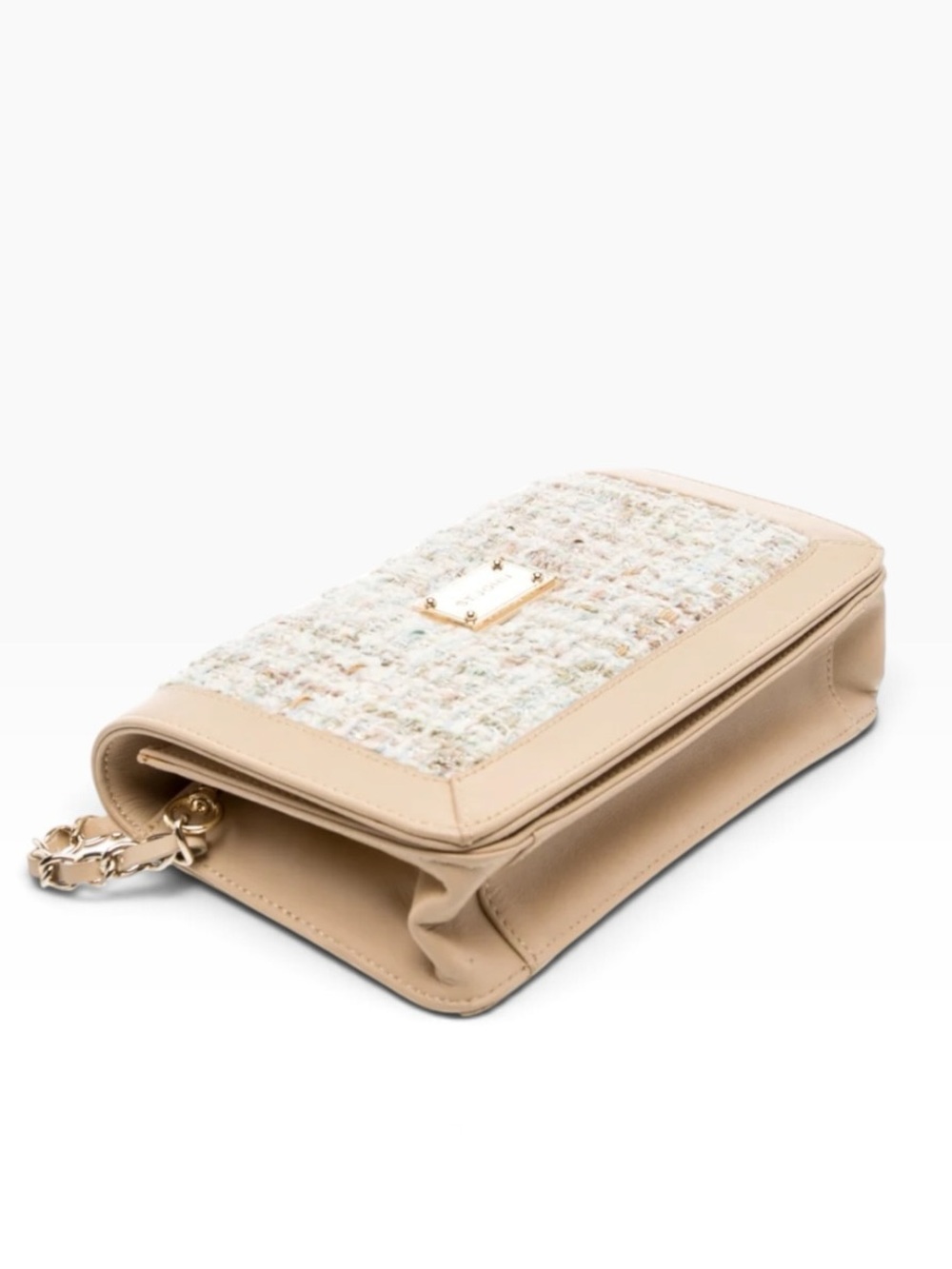 St John Handbag Tweed & Tan Leather Crossbody or Clutch - Picture 4 of 13